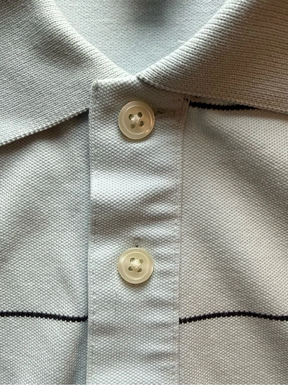 Men's Light Blue Polo Shirt with Thin brown Stripes